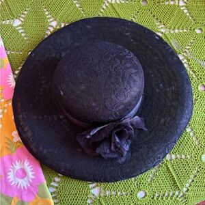 Lace wide brimmed hat, Daniele Meucci, black lace